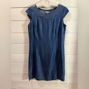 LINA TOMEI Soft Denim Dress with Sequin Detail – Size S